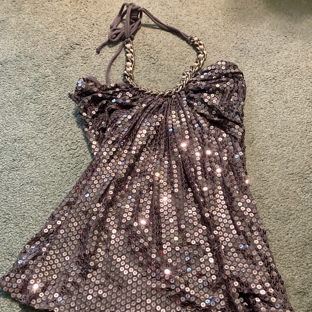 Sky design,  silver sequence classy tank top